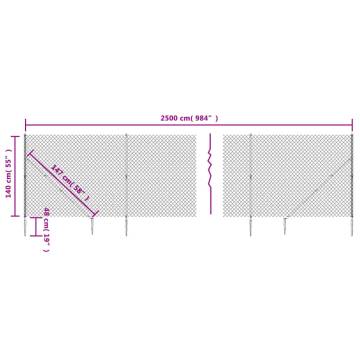 Chain Link Fence with Spike Anchors Green 1.4x25 m - Secure & Durable