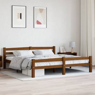 Honey Brown Solid Pinewood Super King Bed Frame - 180x200 cm