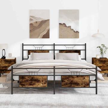 Metal Bed Frame without Mattress - Smoked Oak 180x200 cm Super King