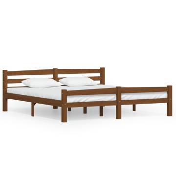 Honey Brown Solid Pinewood Super King Bed Frame - 180x200 cm