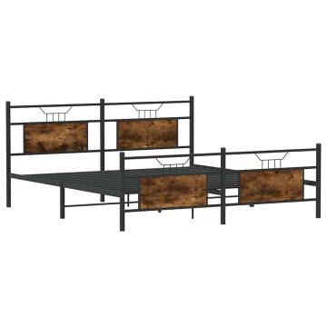 Metal Bed Frame without Mattress - Smoked Oak 180x200 cm Super King