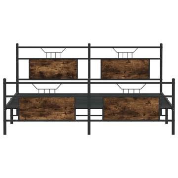 Metal Bed Frame without Mattress - Smoked Oak 180x200 cm Super King