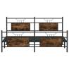 Metal Bed Frame without Mattress - Smoked Oak 180x200 cm Super King