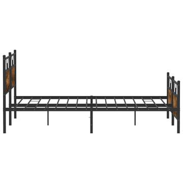 Metal Bed Frame without Mattress - Smoked Oak 180x200 cm Super King