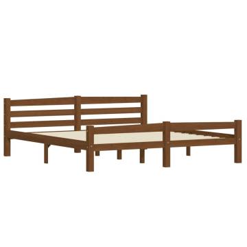 Honey Brown Solid Pinewood Super King Bed Frame - 180x200 cm