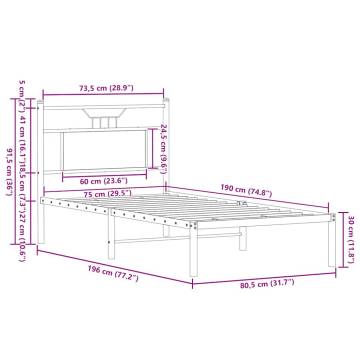 Smoked Oak Bed Frame 75x190 cm - Stylish & Durable