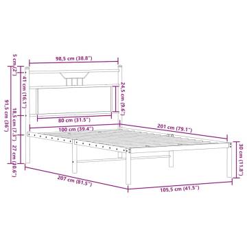 Smoked Oak Bed Frame 100x200 cm - No Mattress Included