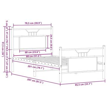 Smoked Oak Bed Frame 80x200 cm - Quality & Durability | Hipo Market