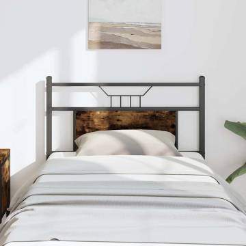 Stylish Smoked Oak Headboard – 90 cm Engineered Wood & Steel