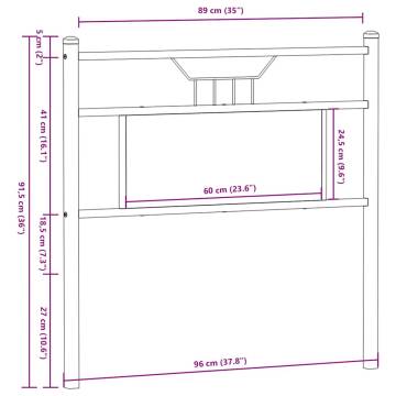 Stylish Smoked Oak Headboard – 90 cm Engineered Wood & Steel