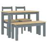 4 Piece Dining Set Panama Grey Solid Wood Pine - Hipomarket UK