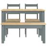 4 Piece Dining Set Panama Grey Solid Wood Pine - Hipomarket UK