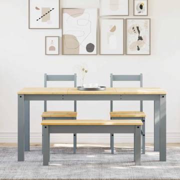 4 Piece Panama Grey Solid Wood Pine Dining Set | HipoMarket