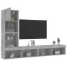 4 Piece TV Wall Units with LED Concrete Grey Engineered Wood Colour concrete grey Quantity in Package 1 