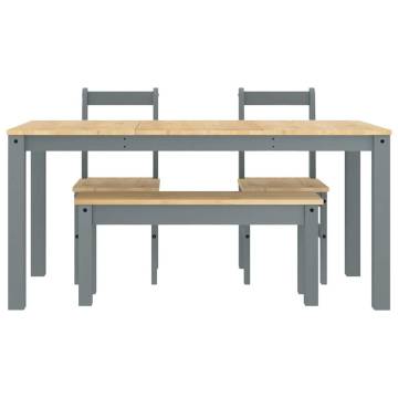 4 Piece Panama Grey Solid Wood Pine Dining Set | HipoMarket