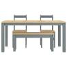 4 Piece Panama Grey Solid Wood Pine Dining Set | HipoMarket