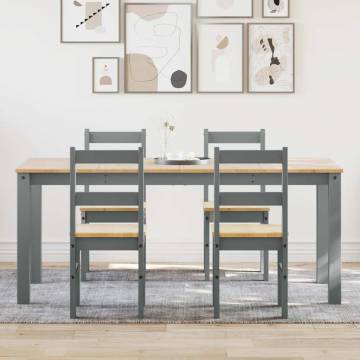 5 Piece Dining Set Panama Grey Solid Wood Pine - Hipomarket