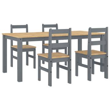 5 Piece Dining Set Panama Grey Solid Wood Pine - Hipomarket