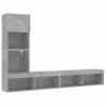 4 Piece TV Wall Units with LED - Concrete Grey Engineered Wood