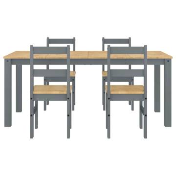 5 Piece Dining Set Panama Grey Solid Wood Pine - Hipomarket