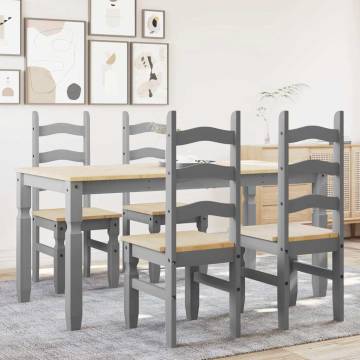 5 Piece Grey Pine Dining Set - Panama | HipoMarket