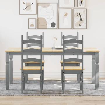 5 Piece Dining Set Panama Grey Solid Wood Pine - Hipomarket