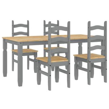 5 Piece Dining Set Panama Grey Solid Wood Pine - Hipomarket