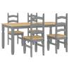 5 Piece Dining Set Panama Grey Solid Wood Pine - Hipomarket