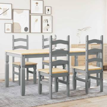 5 Piece Dining Set Panama Grey Solid Wood Pine - Hipomarket