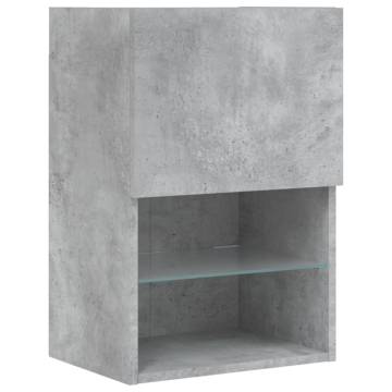 4 Piece TV Wall Units with LED - Concrete Grey Engineered Wood