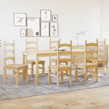 7 Piece Dining Set Panama Solid Wood Pine - Hipomarket