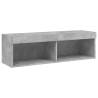 4 Piece TV Wall Units with LED - Concrete Grey Engineered Wood