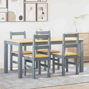 5 Piece Dining Set Panama Grey Solid Wood Pine - Hipomarket