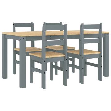 5 Piece Dining Set Panama Grey Solid Wood Pine - Hipomarket