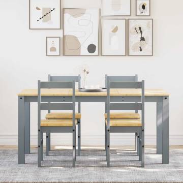 5 Piece Dining Set Panama Grey Solid Wood Pine - Hipomarket