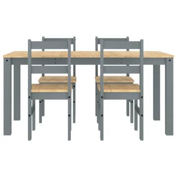 5 Piece Dining Set Panama Grey Solid Wood Pine - Hipomarket