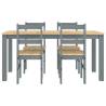 5 Piece Dining Set Panama Grey Solid Wood Pine - Hipomarket