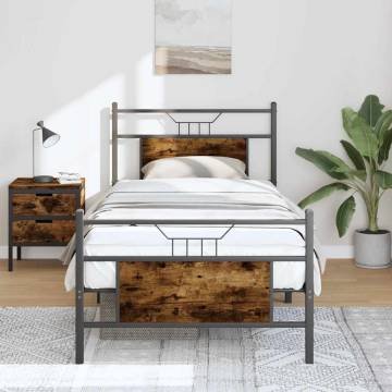 Smoked Oak Bed Frame 90x200 cm - Durable & Stylish Design