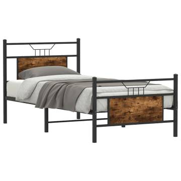 Smoked Oak Bed Frame 90x200 cm - Durable & Stylish Design