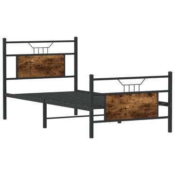 Smoked Oak Bed Frame 90x200 cm - Durable & Stylish Design