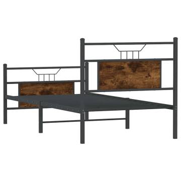 Smoked Oak Bed Frame 90x200 cm - Durable & Stylish Design