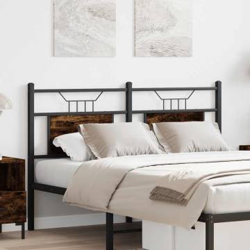 Stylish Smoked Oak Headboard - 137 cm Engineered Wood & Steel