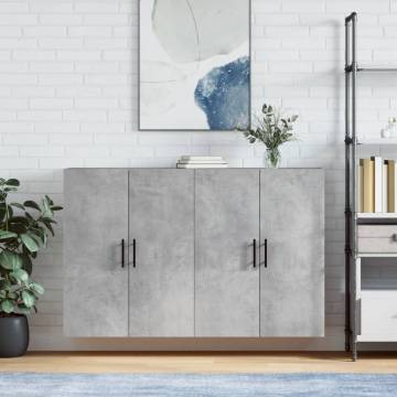 Concrete Grey Wall Mounted Cabinets - 2 pcs | HipoMarket UK