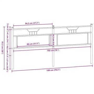 Stylish Smoked Oak Headboard - Durable Engineered Wood & Steel