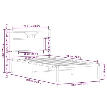 Sonoma Oak Bed Frame 75x190 cm - Small Single Engineered Wood