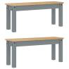 3 Piece Dining Set Panama Grey Solid Wood Pine | Hipomarket