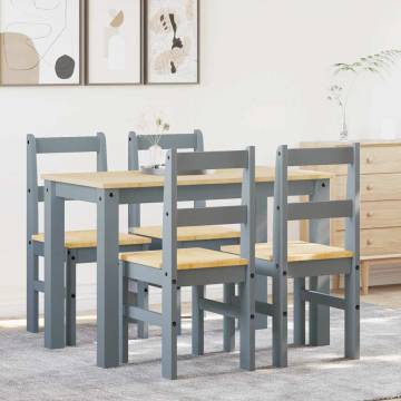 5 Piece Dining Set Panama Grey Solid Wood Pine - Hipomarket