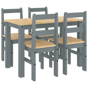 5 Piece Dining Set Panama Grey Solid Wood Pine - Hipomarket