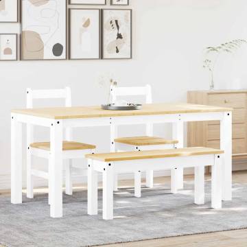 Panama White Solid Wood Pine 4 Piece Dining Set