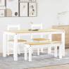  4 Piece Dining Set Panama White Solid Wood Pine Colour white Length 160 cm Model bench + 2x chair Number of 1 